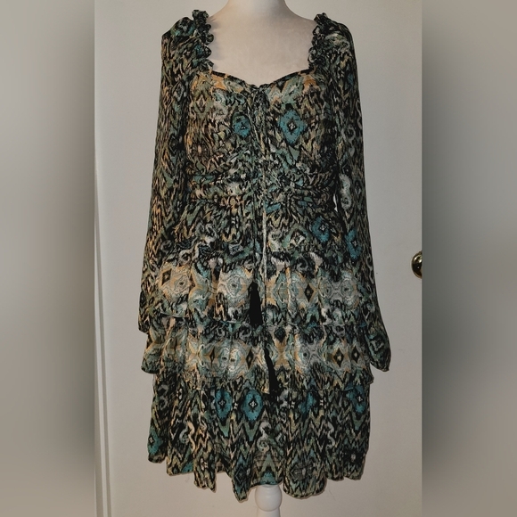 Miss Me Dresses & Skirts - Miss Me Womens Print Ruffle Dress, Size Medium, Neck tied straps